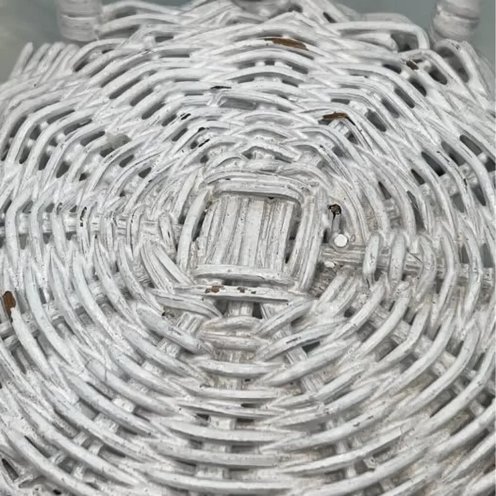 Rattan White Planter or Doll Chair